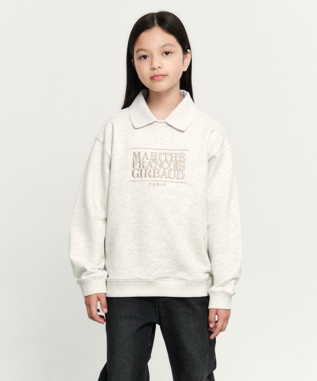 마리떼 키즈(MARITHÉ KIDS) KIDS CLASSIC LOGO COLLAR SWEATSHIRT oatmeal