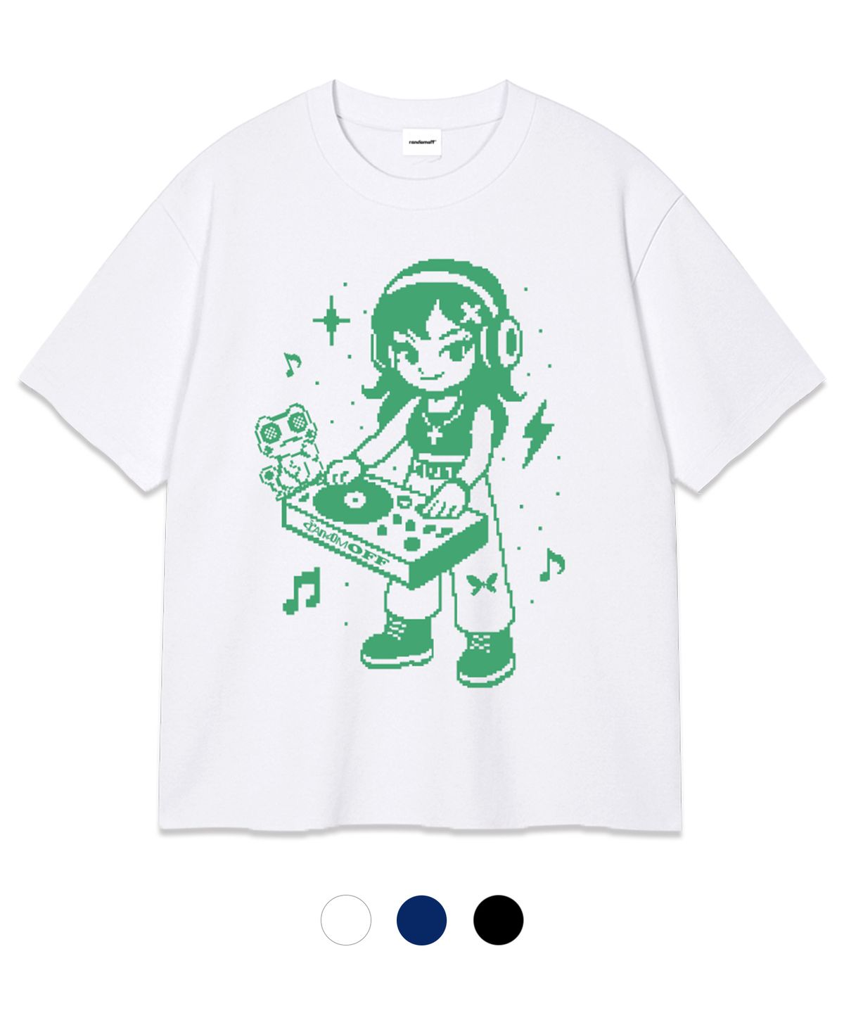 랜덤오프(RANDOMOFF) PIXEL DJ KID OVER FIT T-SHIRT (3color)