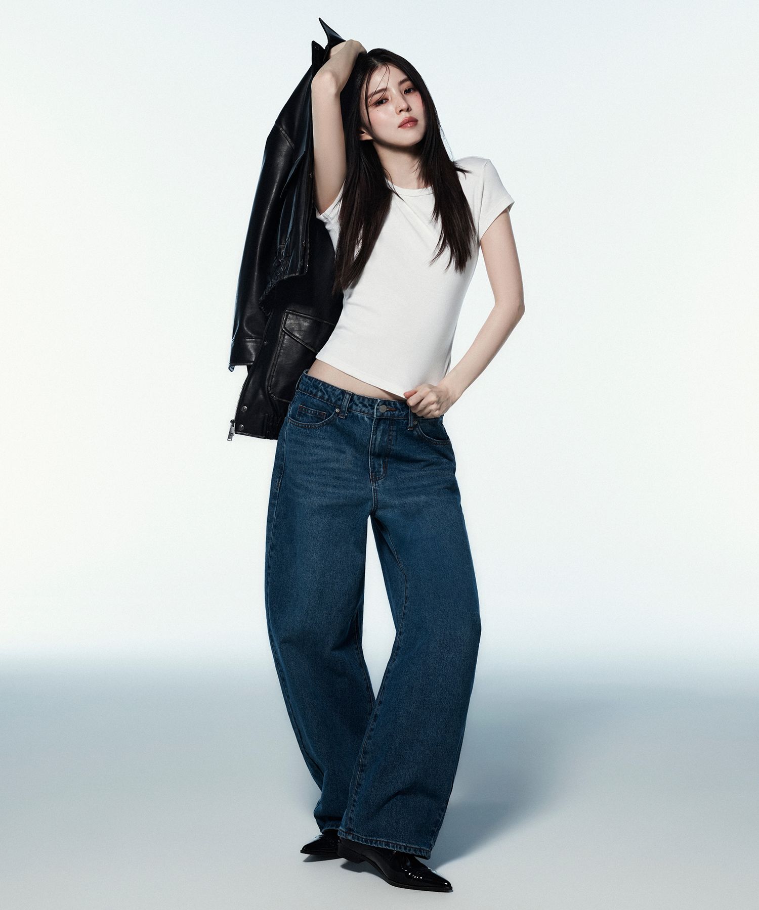 【INDIGO】Cobweb curved denim pants MUSINSA | MUSINSA STANDARD WOMAN Womens Curved Denim Pants [Medium