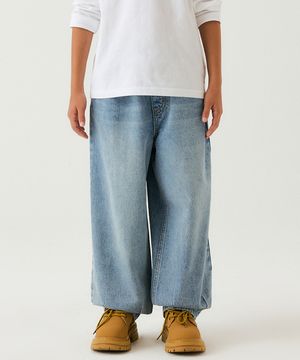 빅 브러쉬 벌룬 밴딩 데님 팬츠 [라이트 인디고]