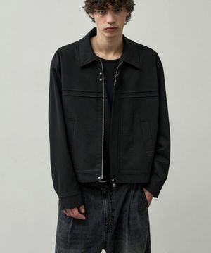 프레이멀 울 크롭 블루종 자켓 [블랙]