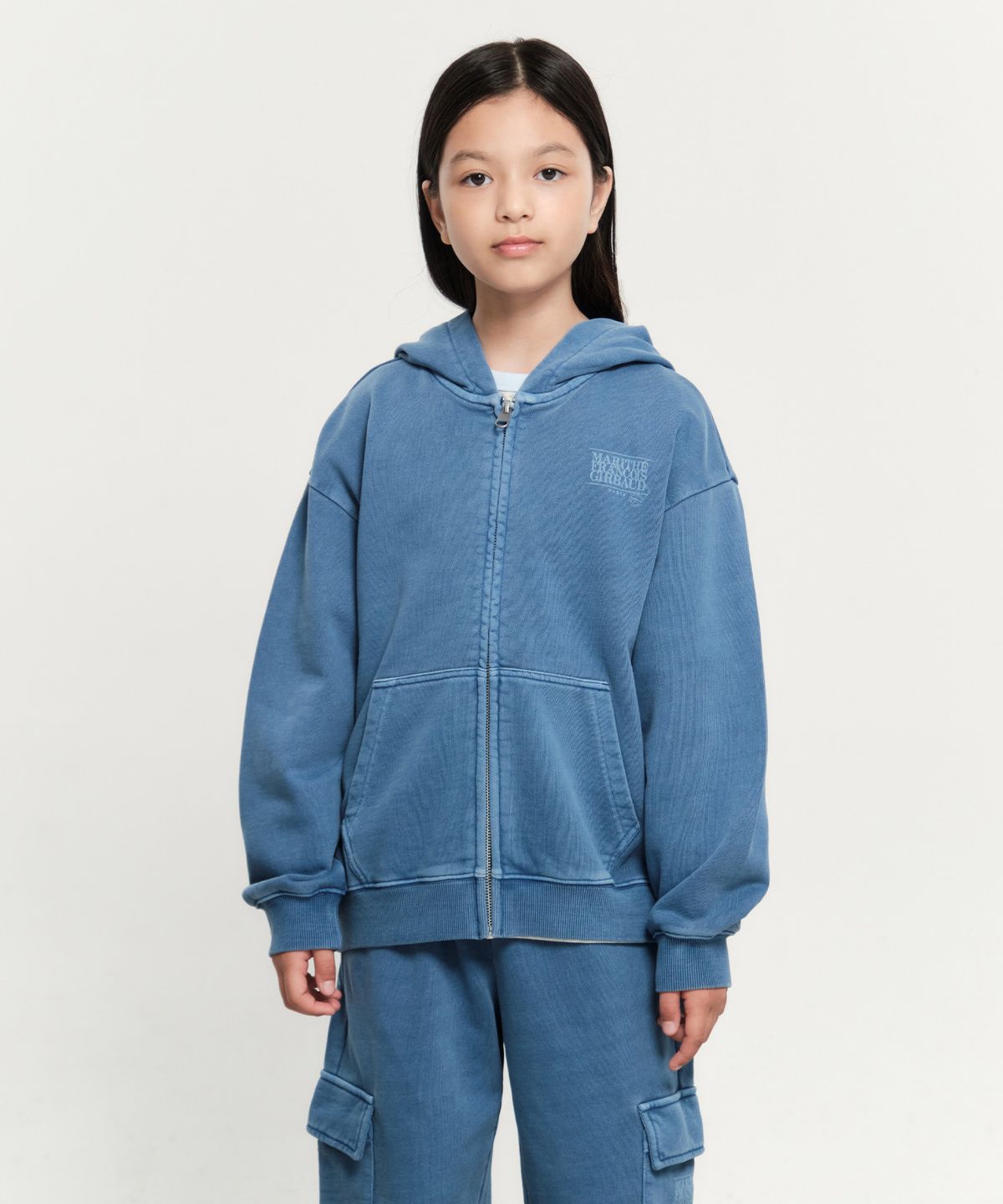 마리떼 키즈(MARITHÉ KIDS) KIDS DYEING HOODIE ZIPUP stone blue