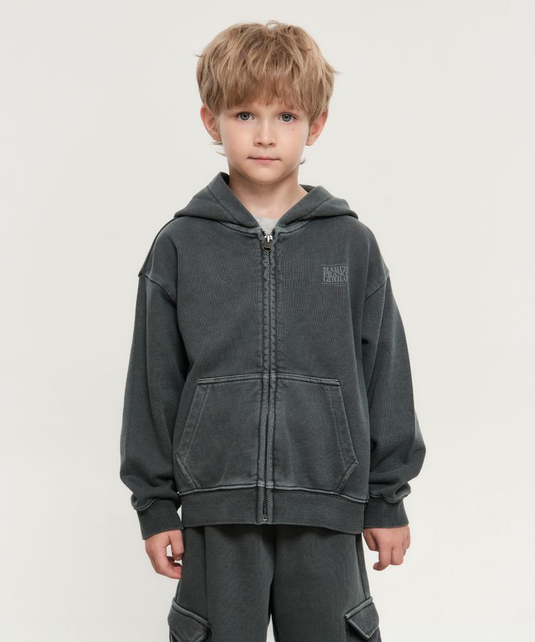 KIDS DYEING HOODIE ZIPUP charcoal