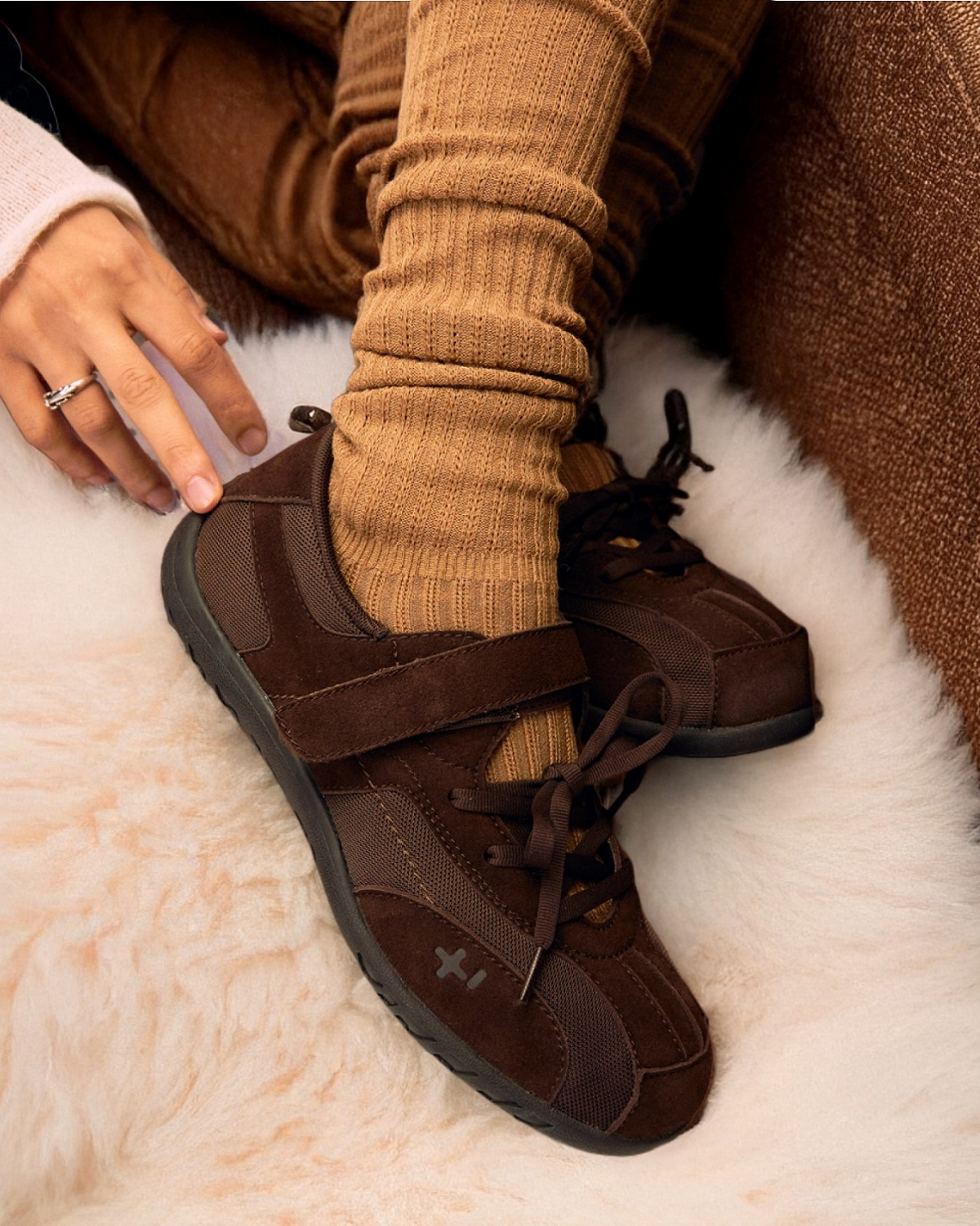 MUSINSA | OTZ Romali Suede Lace-Up Sneakers Cocoa Mauve