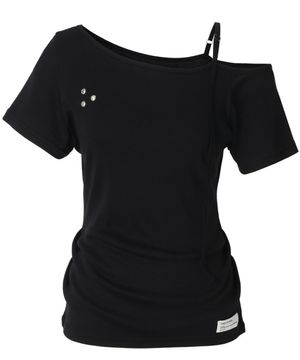 Buckle Strap One Shoulder Top (black)