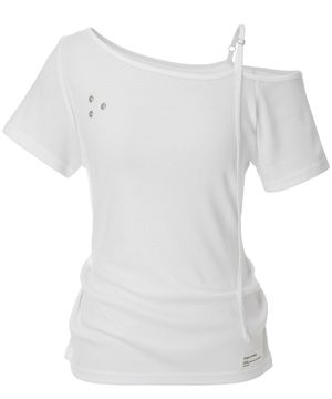 Buckle Strap One Shoulder Top (white)