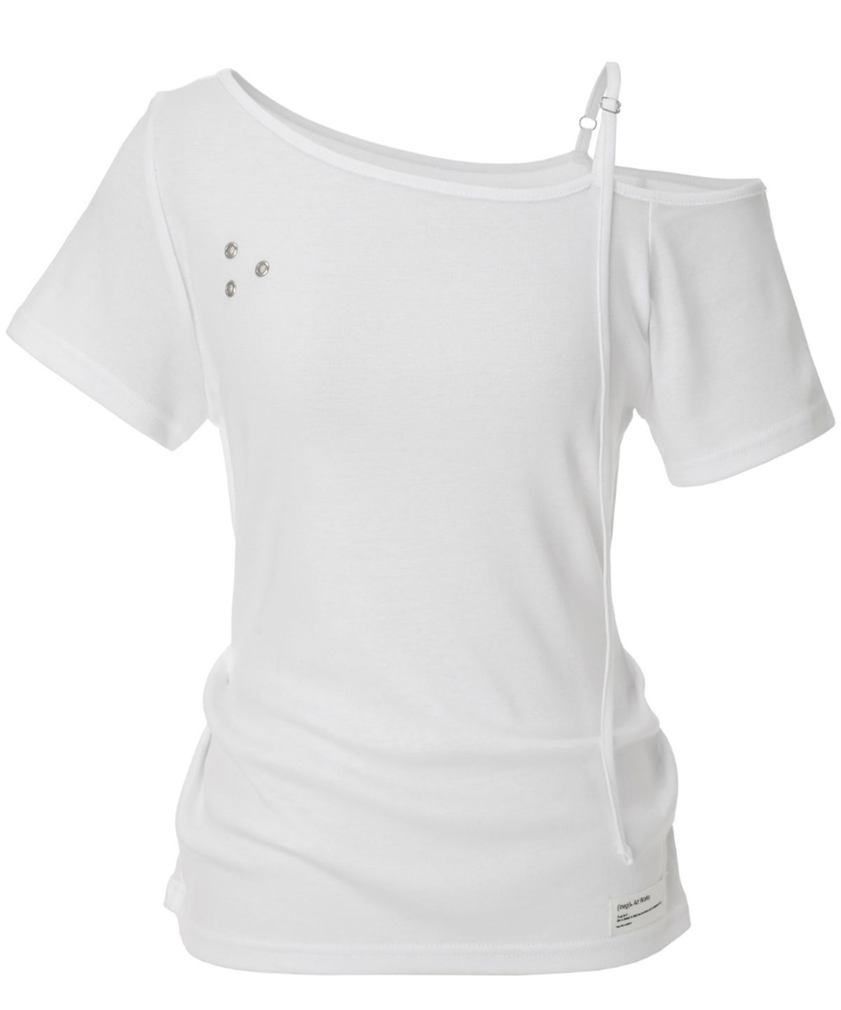 이네기(INEGI) Buckle Strap One Shoulder Top (white)