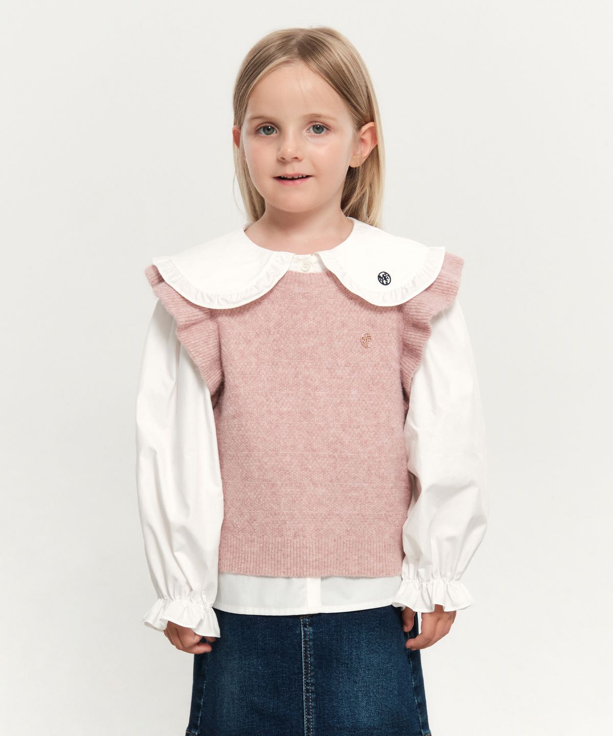 마리떼 키즈(MARITHÉ KIDS) KIDS W RUFFLE KNIT VEST gray pink