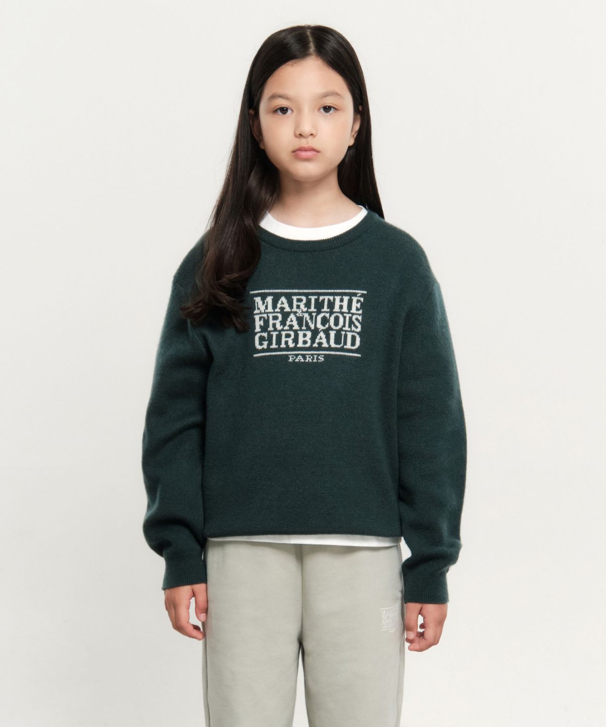 마리떼 키즈(MARITHÉ KIDS) KIDS CLASSIC LOGO KNIT PULLOVER dark green