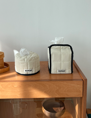 패딩 휴지케이스 원형 정사각 티슈케이스 (2type)
