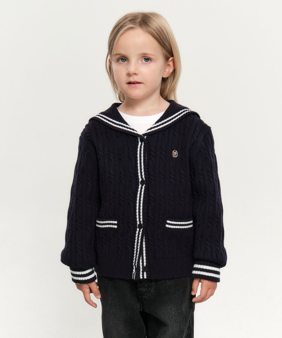 마리떼 키즈(MARITHÉ KIDS) KIDS W CABLE SAILOR CARDIGAN navy