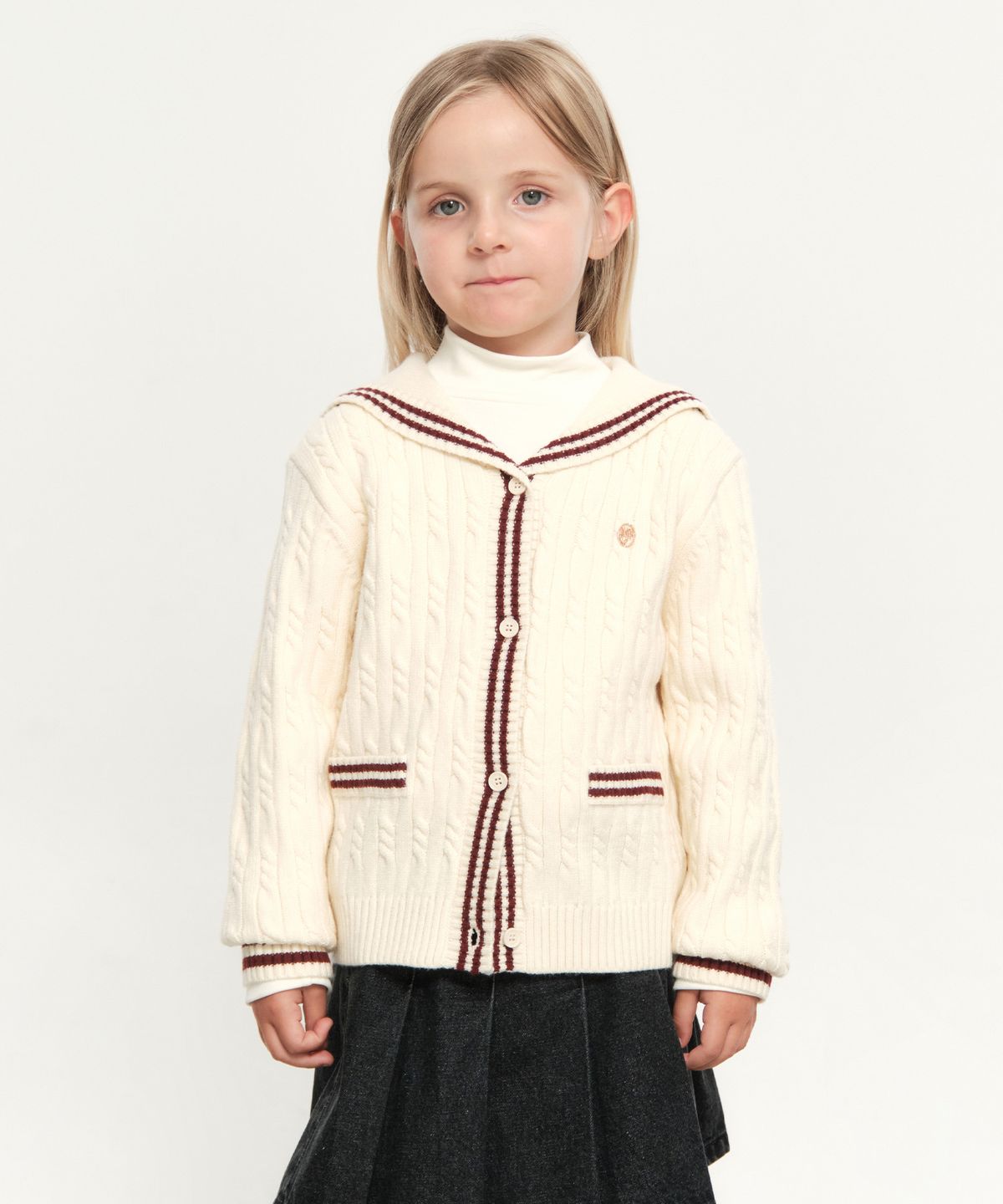 마리떼 키즈(MARITHÉ KIDS) KIDS W CABLE SAILOR CARDIGAN light beige