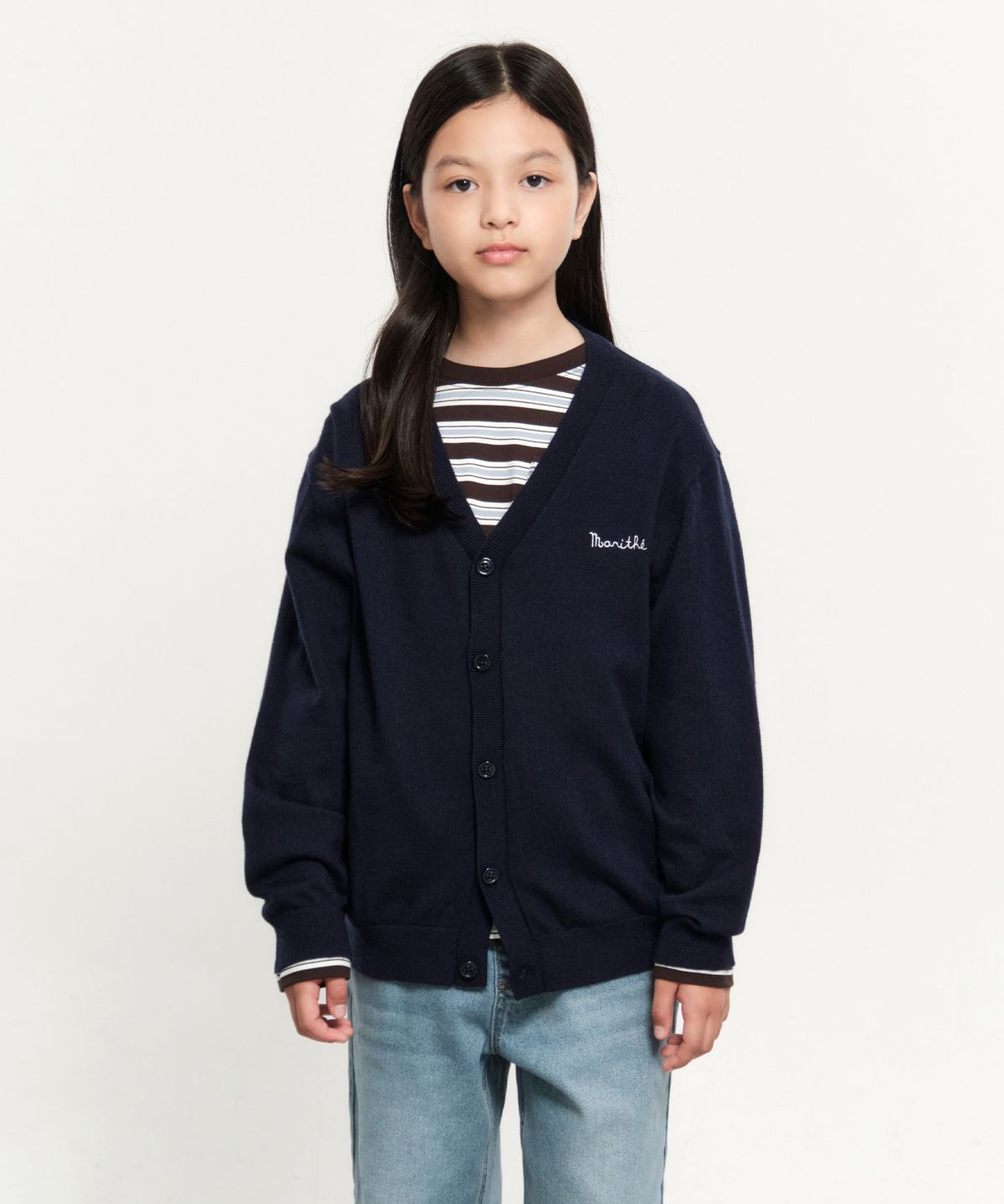 마리떼 키즈(MARITHÉ KIDS) KIDS BASIC V-NECK CARDIGAN navy