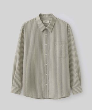 로엔 스트라이프 셔츠 (모카 베이지)