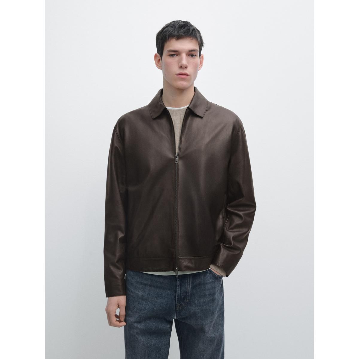 마시모두띠(MASSIMO DUTTI) 나파 레더 지퍼 자켓
