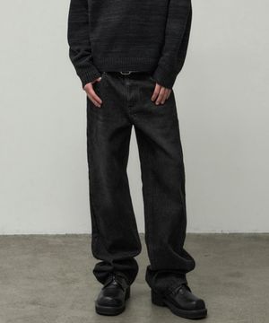 오슬로 스트레이트 데님 팬츠 [워시드블랙]