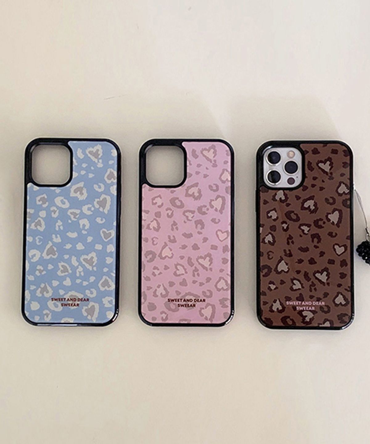 스위어(SWEEAR) HEART LEOPARD GLASS CASE (일반/맥세이프)