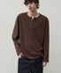 워셔블 레이어드 헨리넥 니트티셔츠 [브라운]
