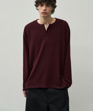 워셔블 레이어드 헨리넥 니트티셔츠 [버건디]
