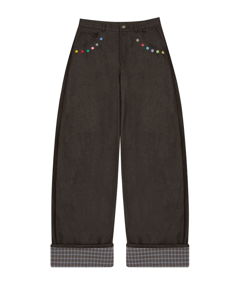 L19 COLOR BUTTON PANTS(BROWN)
