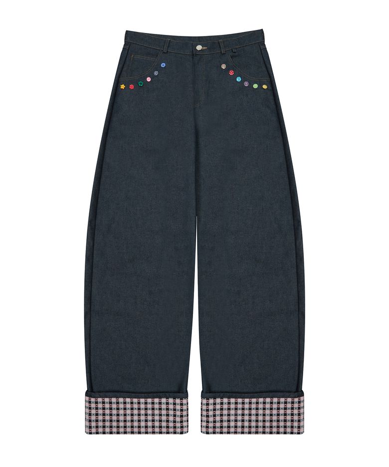 L19 COLOR BUTTON PANTS(NAVY)