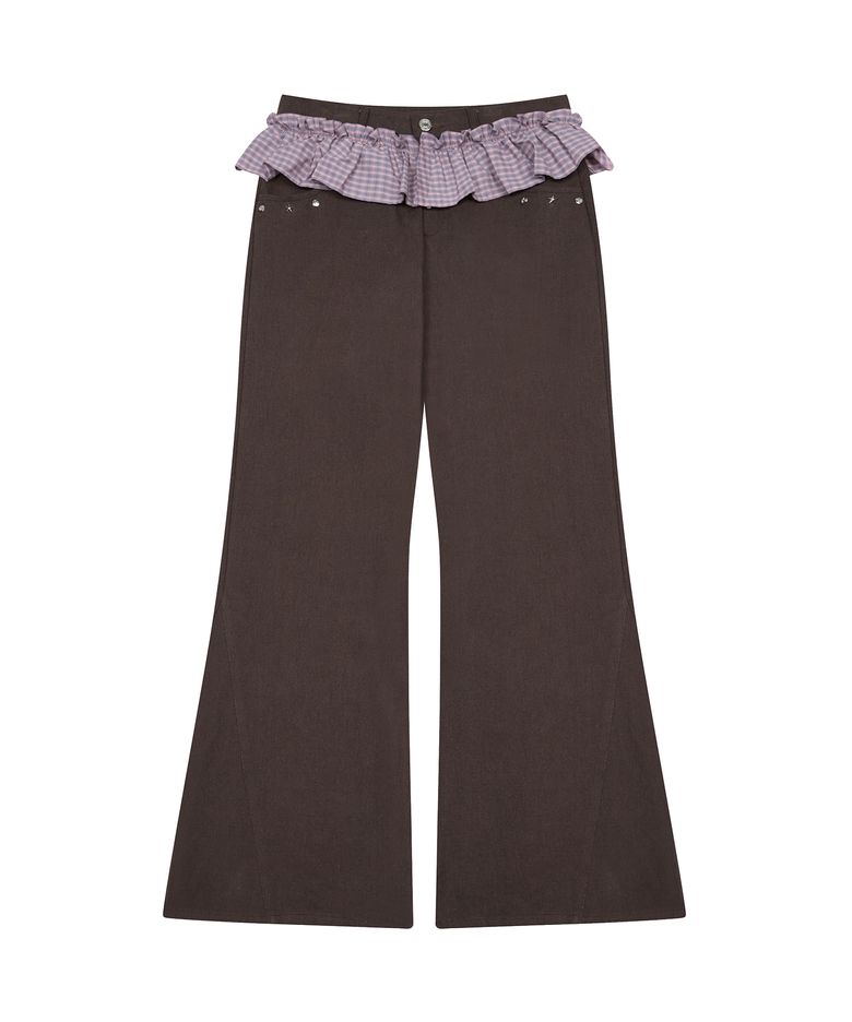 L19 FRILL BOOTSCUT PANTS(BROWN)
