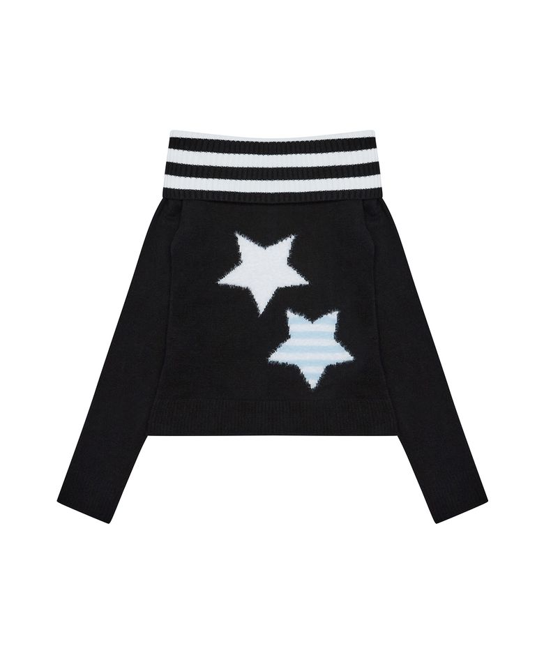 L19 STAR OFF-SHOULDER KNIT(BLACK)