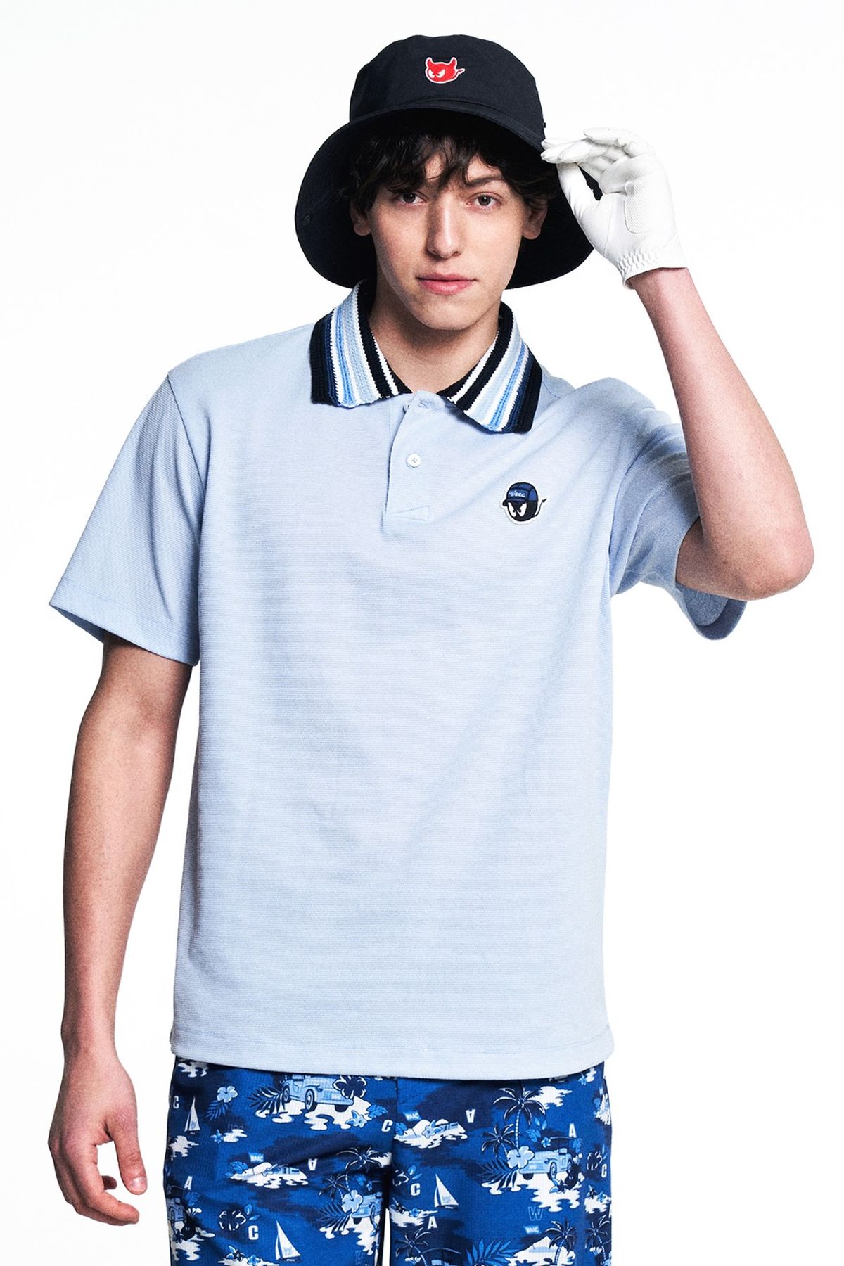 왁(WAAC) Men WAACKY Color Block Palm Tree SS Polo WMTCM25300SBX