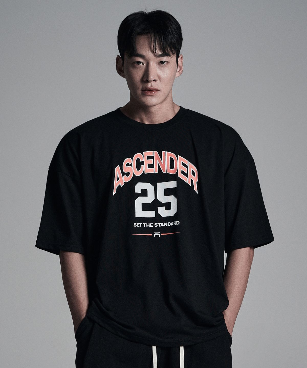 어센더(ASCENDER) 25넘버링 오버핏 숏슬리브 [블랙]