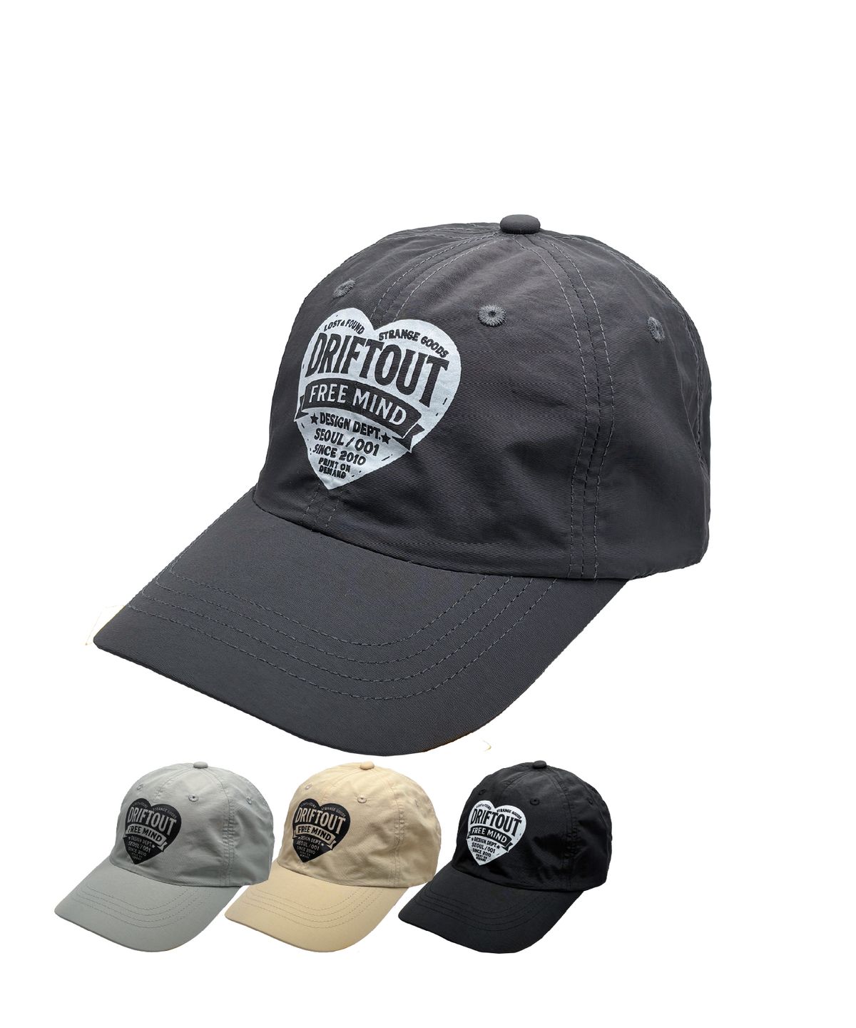 드리프트아웃(DRIFTOUT) 프리 마인드 텍스트 로고 하트 볼캡 (4color)