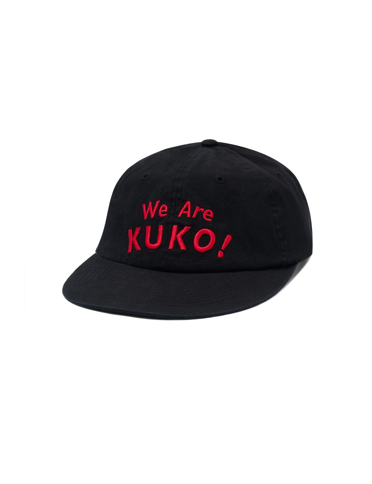 쿠코(KUKO) 위아쿠코 6패널 옥스포드 캡_블랙 레드