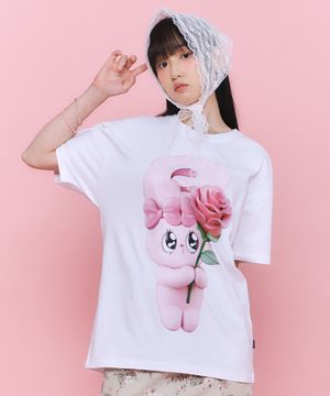 [에스더버니] 로즈 3D 티셔츠 - 화이트