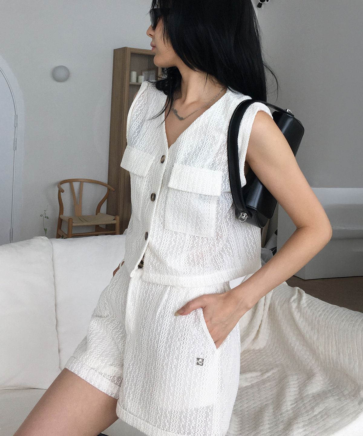 탑걸(TOPGIRL) SLEEVELESS TWEED TWO-PIECE SET_T513ST905