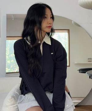 [W]카라 배색 티셔츠