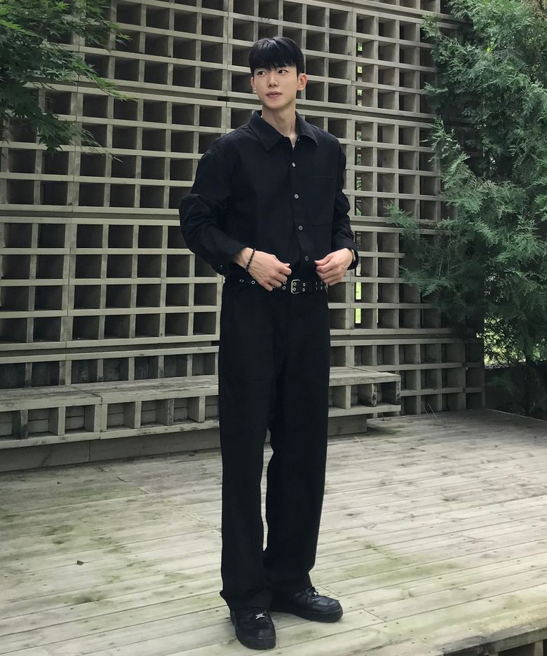[SET]블랙 데님 라이크 셔켓 셋업