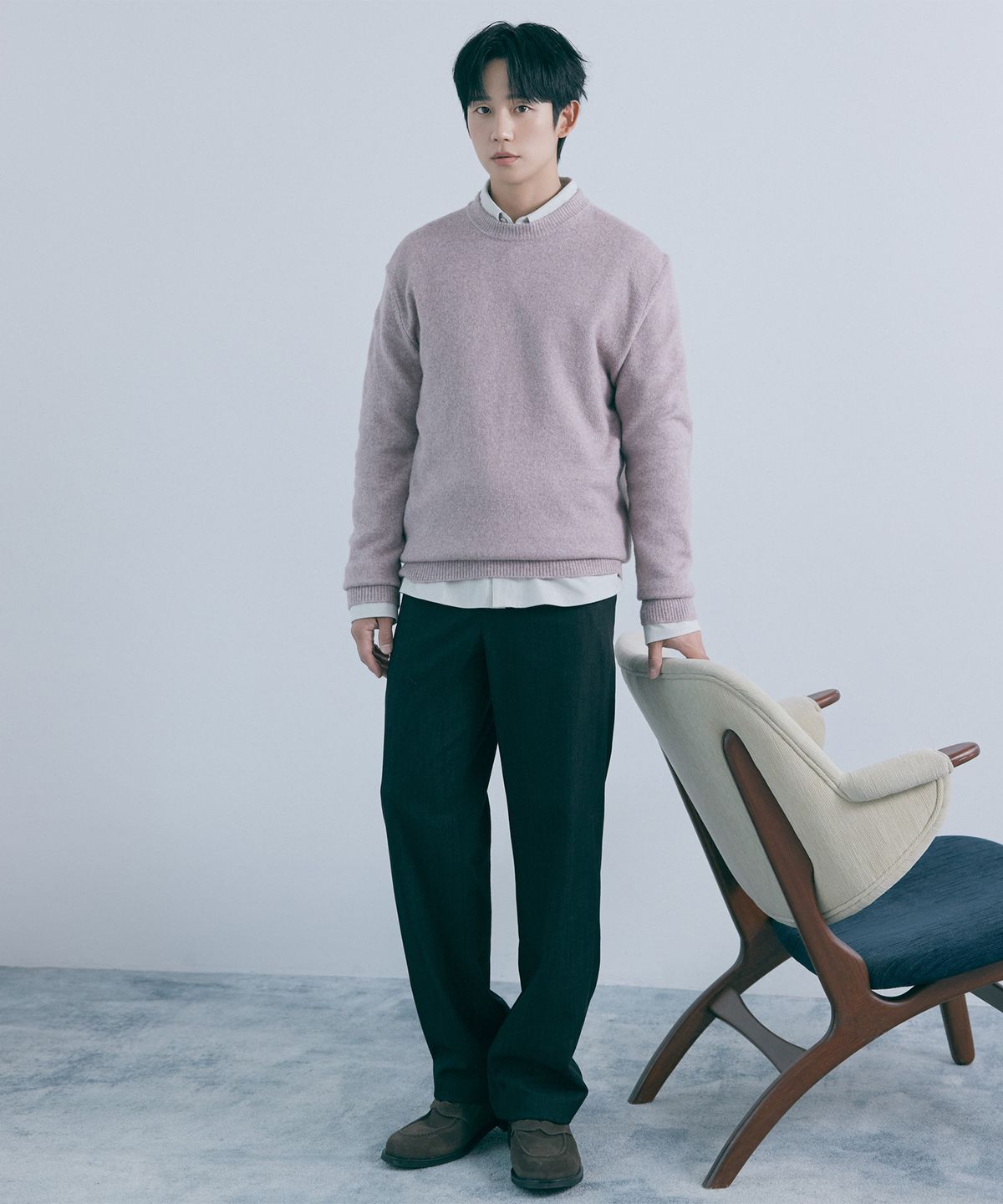 마인드브릿지(MINDBRIDGE) [COUTURE]데님 라이크 세미 와이드 밴딩 팬츠