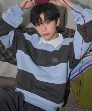 스트라이프 럭비 맨투맨_블루