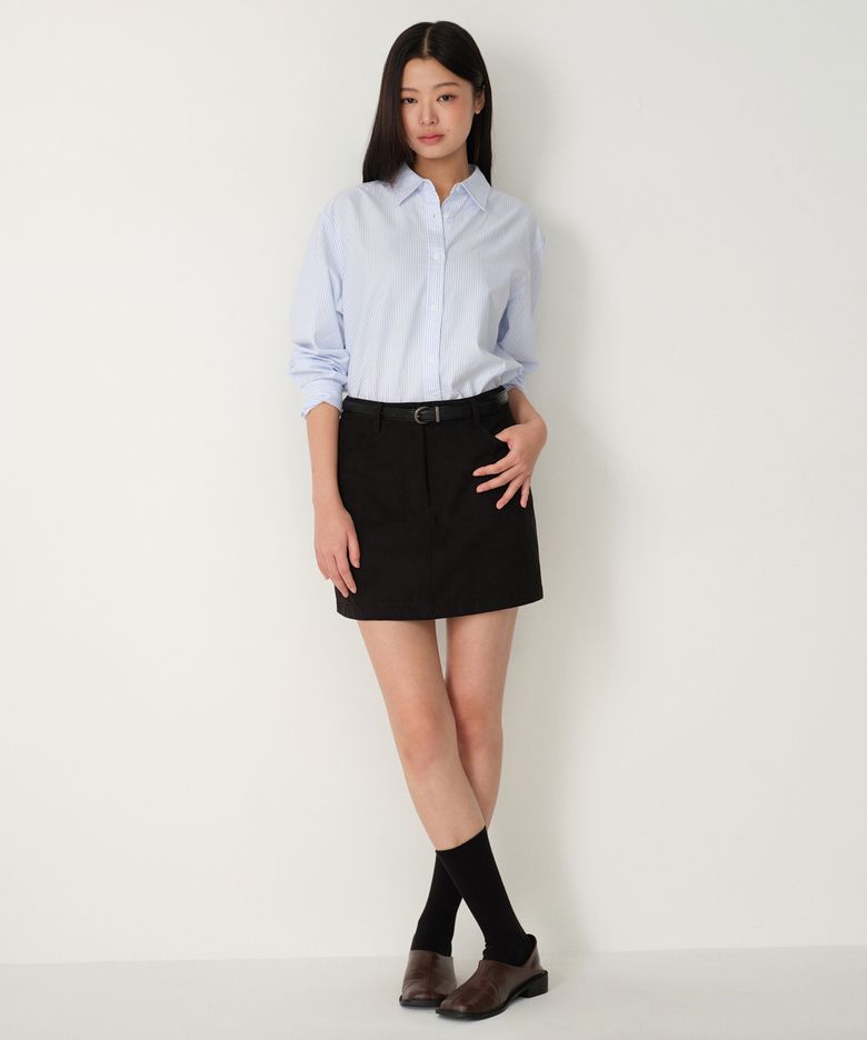 우먼즈 신세틱 스웨이드 미니 스커트 [블랙]
