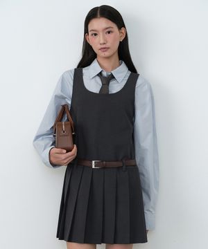 우먼즈 플리츠 미니 드레스 [그레이]