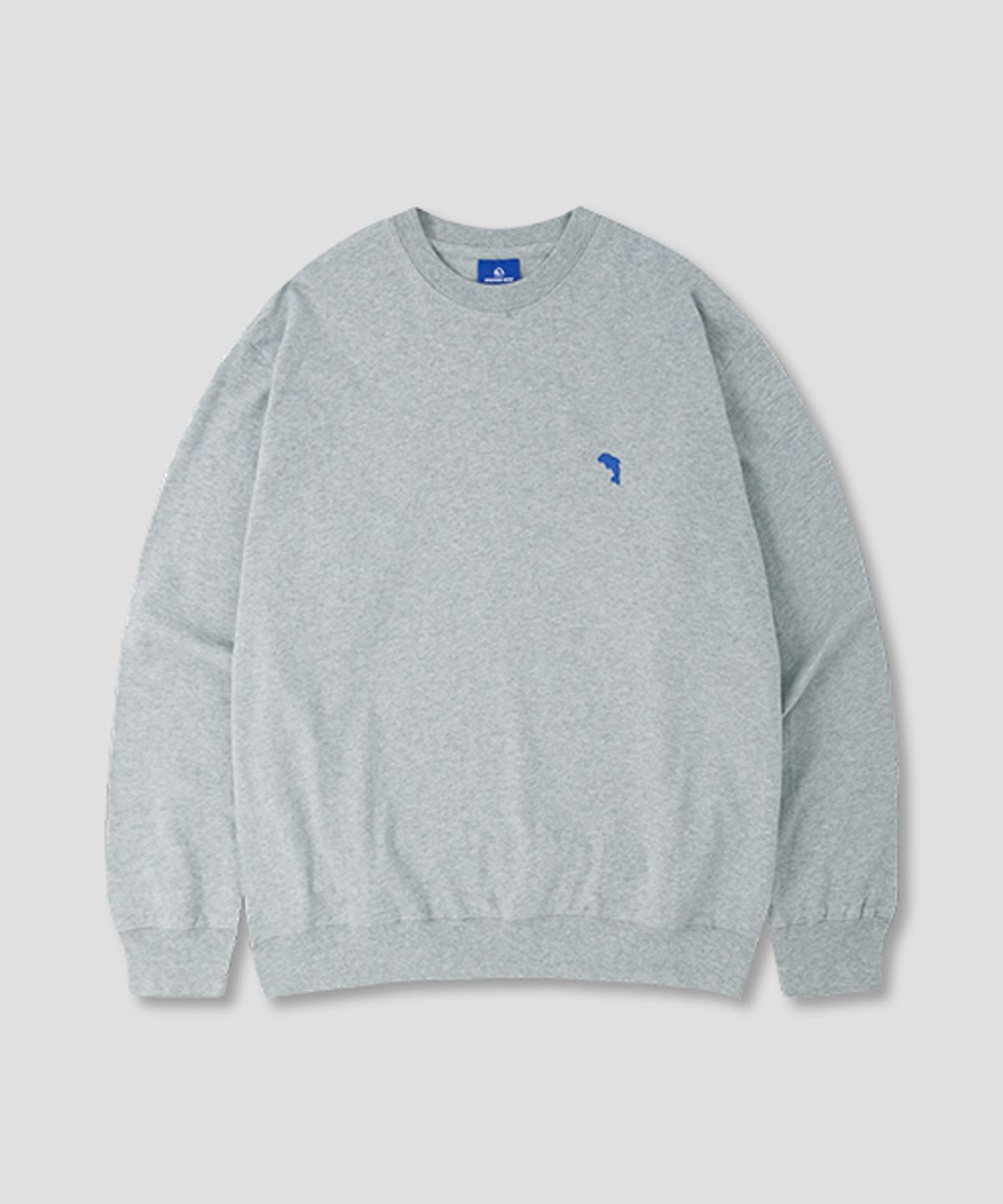 돌핀웨이브어패럴(DOLPHIN WAVE APPAREL) 돌핀 미니 체인자수 16수 맨투맨 멜란지그레이