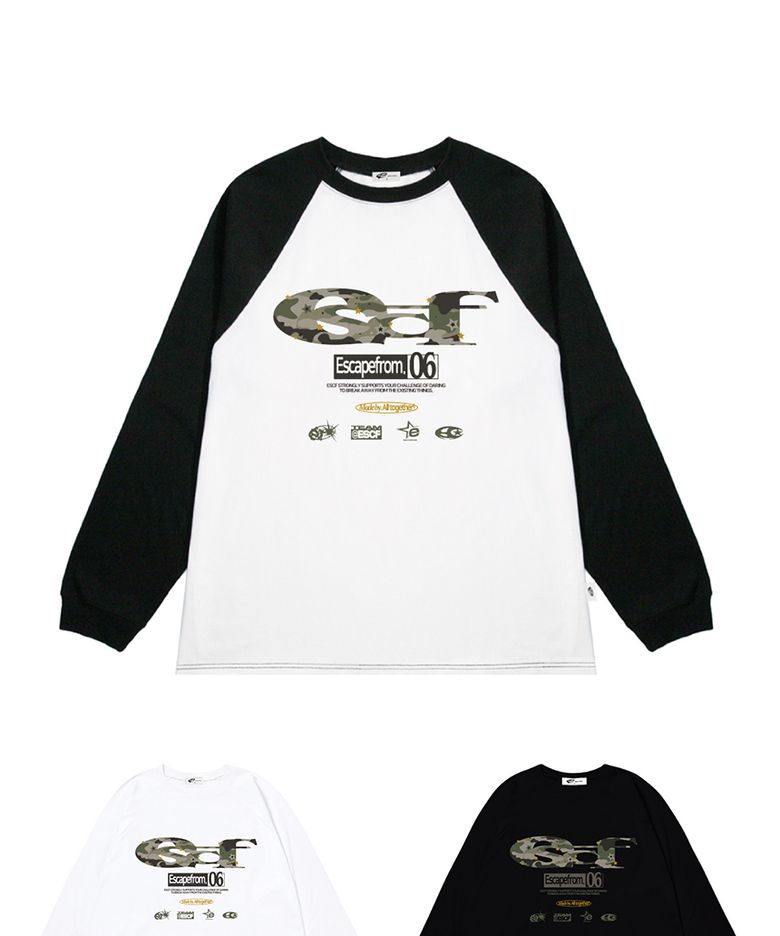 스타 카모 ESCF 로고 콜라주 프린트 롱슬리브 [3color]