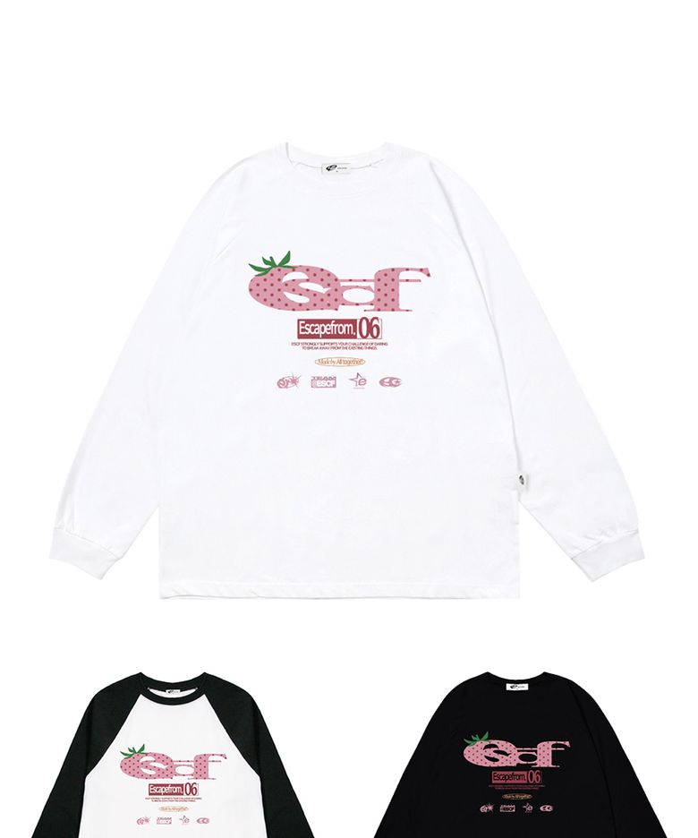 스트로베리 도트 ESCF 로고 콜라주 프린트 롱슬리브 [3color]