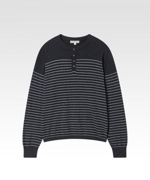 스트라이프 플러스 헨리넥 니트 차콜