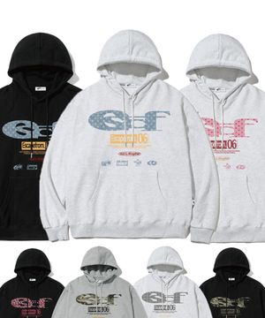 패턴 ESCF 로고 콜라주 프린트 후드티 [20color]