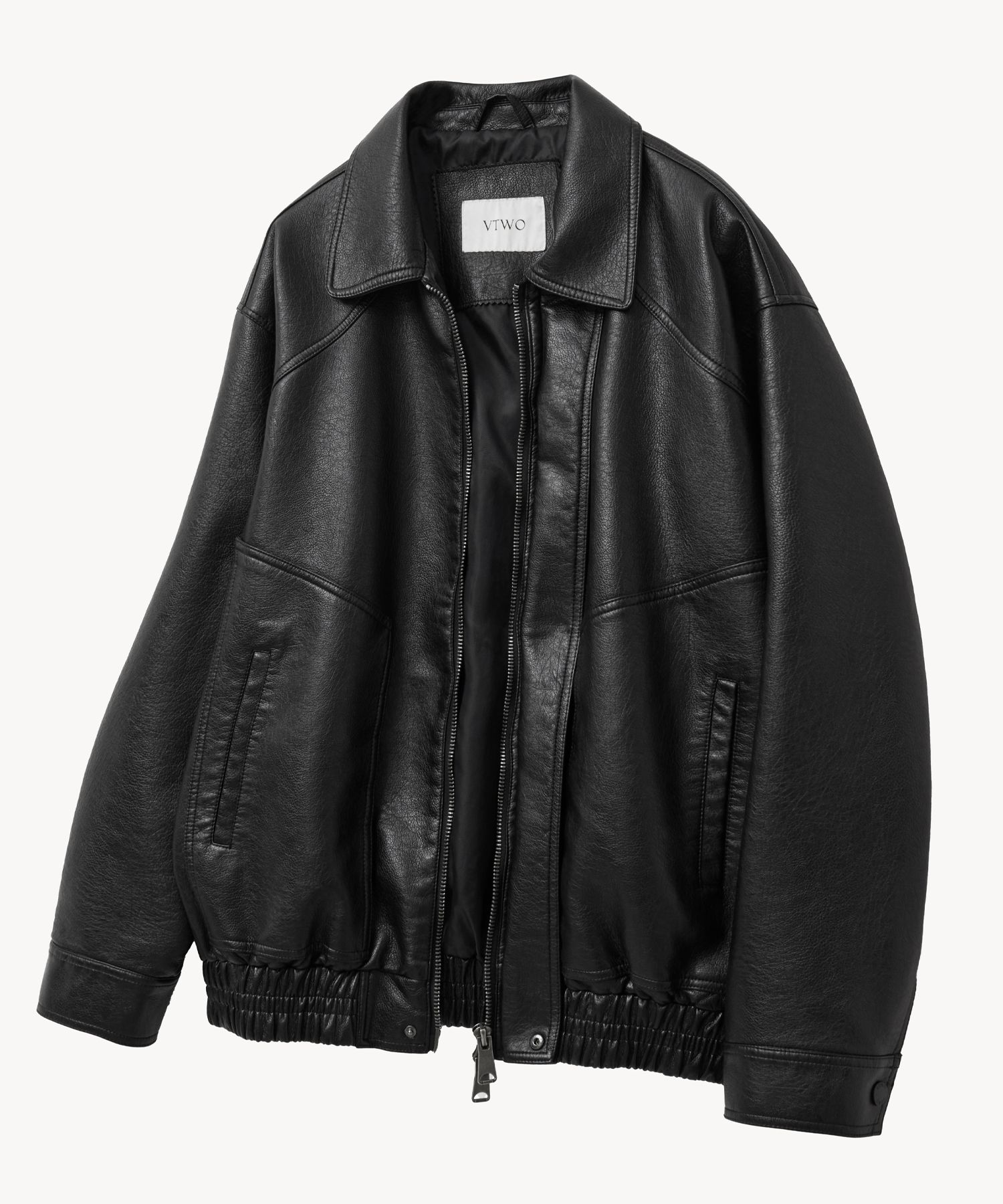 MUSINSA | VTWO 8280 Washed Leather Oversized Jacket (BLACK)
