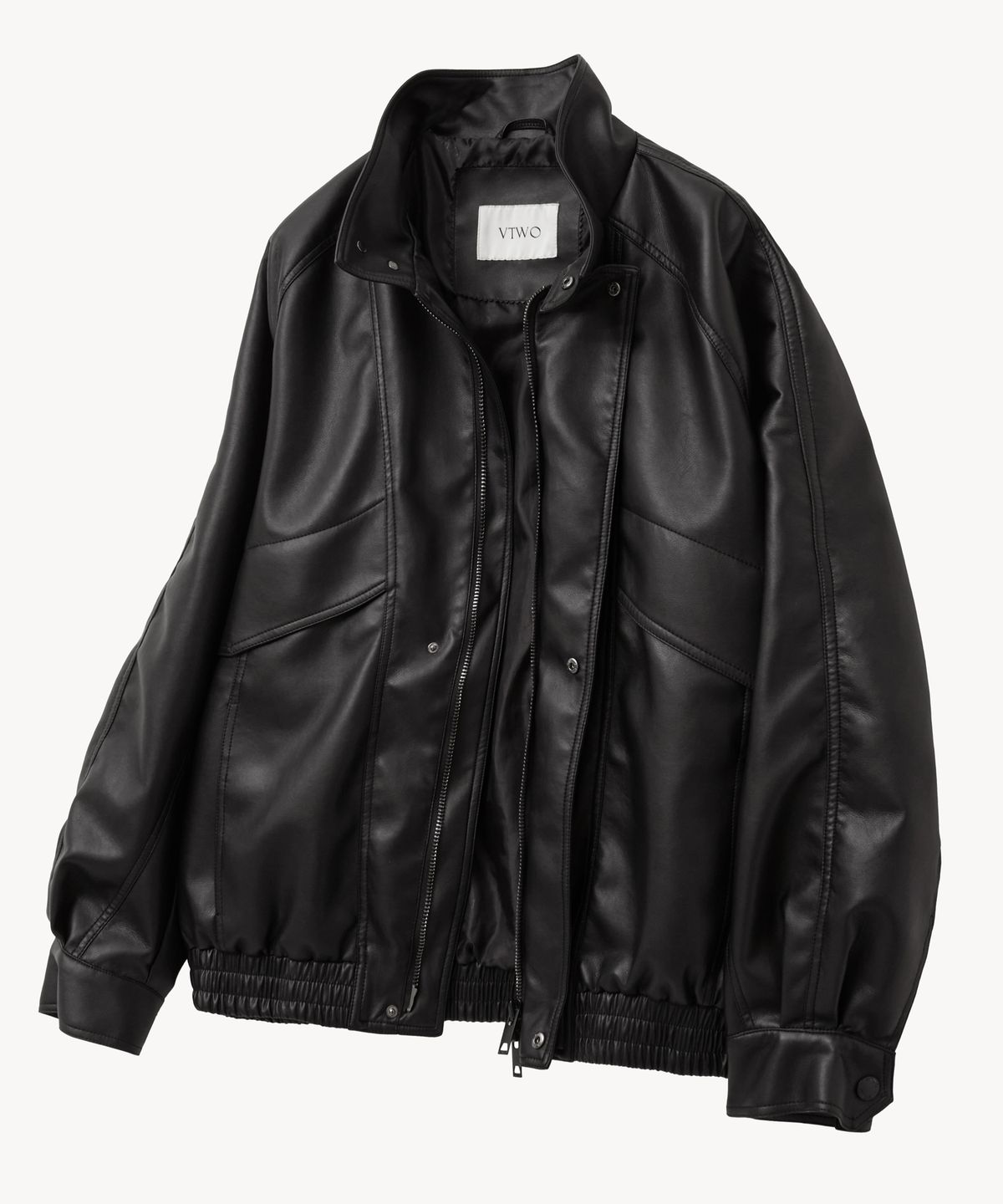 브이투(VTWO) 8276 오버핏 레더 자켓 (BLACK)