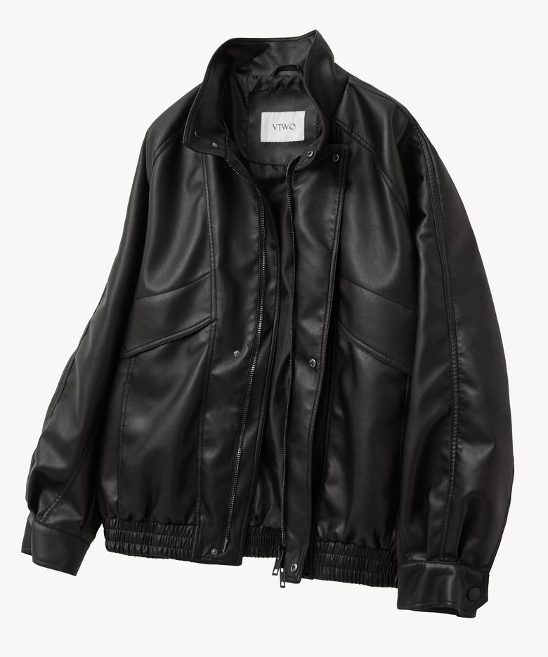 8276 오버핏 레더 자켓 (BLACK)
