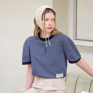 스트라이프 볼륨 슬리브 티셔츠