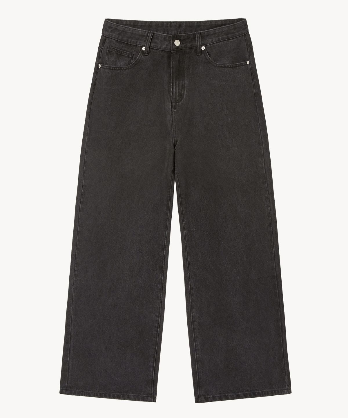 브이투(VTWO) 내추럴 와이드 데님 팬츠 (BLACK)