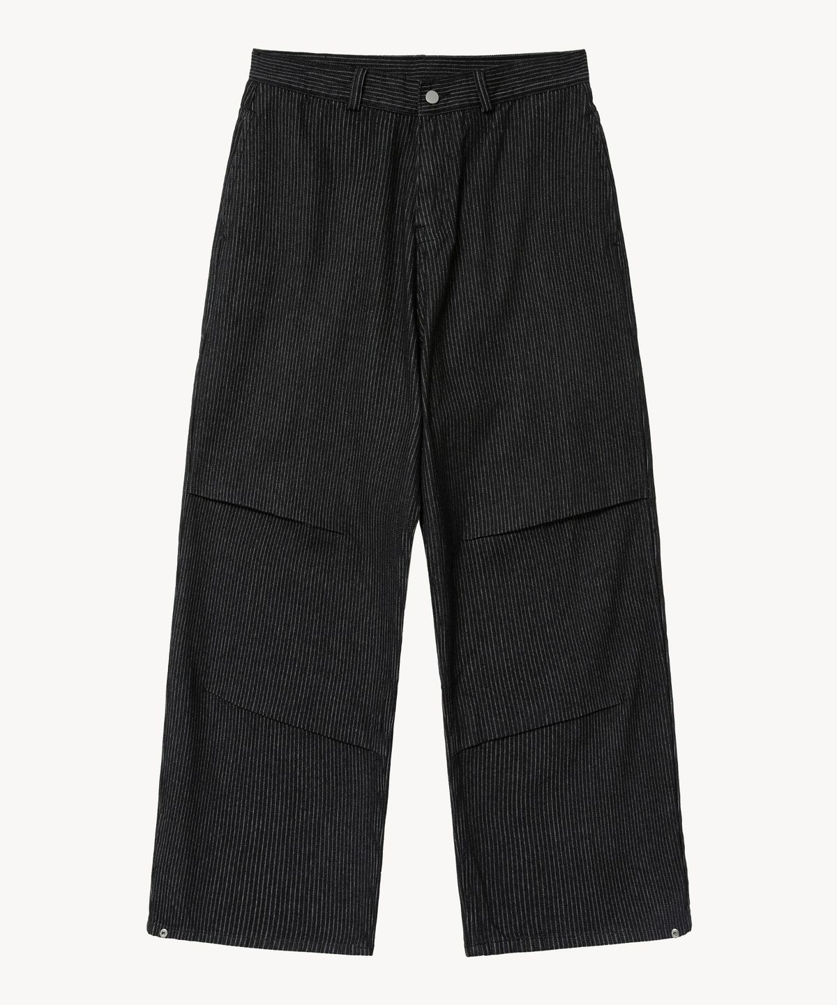 브이투(VTWO) 벌룬 와이드 스트라이프 데님 팬츠 (BLACK)